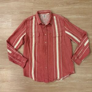 Levi’s Authentic Western Stripe Button Up Shirt Red Cream Workwear Size L